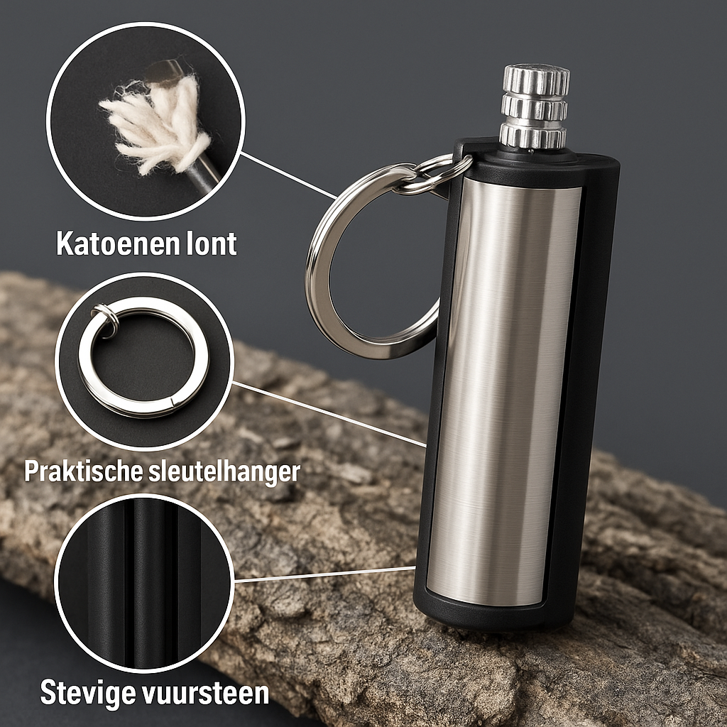 2 Stuks Nood aansteker navulbaar survival sleutelhanger vuursteen