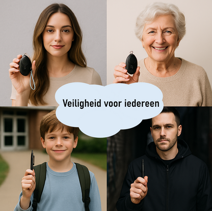 2 stuks 140 dB persoonlijk zakalarm met zaklamp incl. batterijen